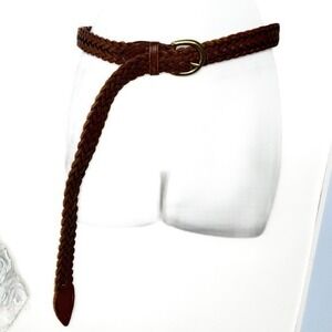 Brighton‎ Brown Leather Weave Pattern Belt Brass Buckle